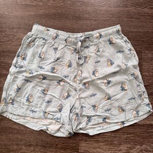 Uniqlo Light Blue Mofusand Shark Cat Print Pajama Shorts